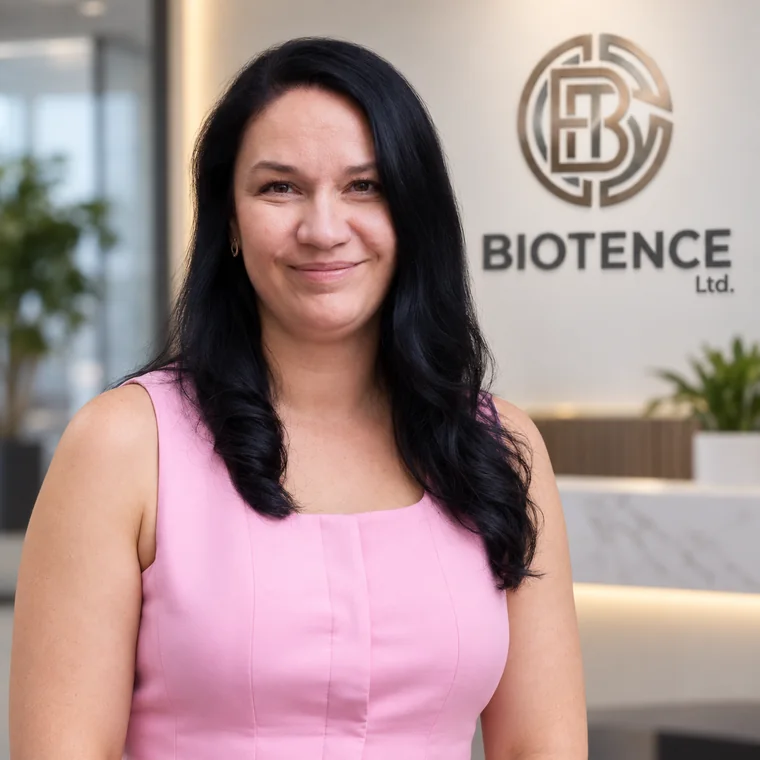 Retrato de Petya Stoyanova, Directora Administrativa de BIOTENCE Ltd.
